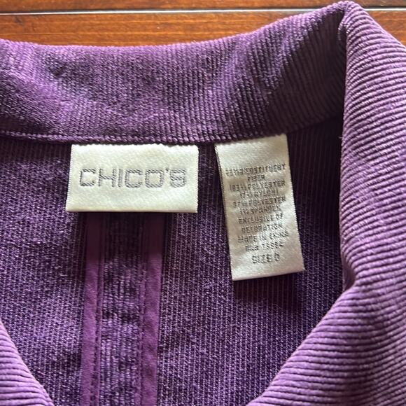 Chico’s 0 Purple Corduroy Jacket Woman Size 4 Zip Front Pockets - Picture 5 of 9